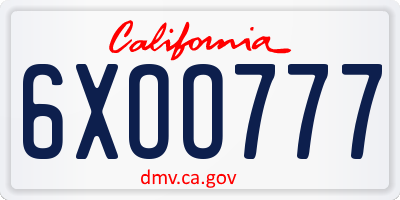 CA license plate 6XOO777