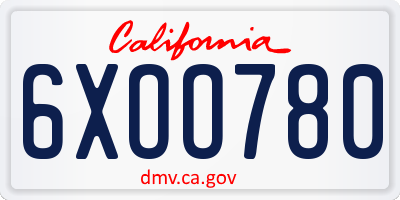 CA license plate 6XOO780
