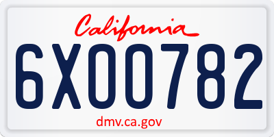 CA license plate 6XOO782