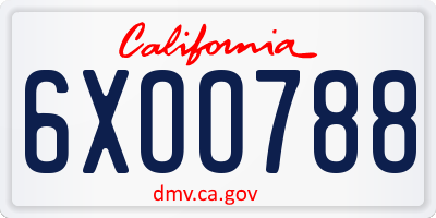 CA license plate 6XOO788