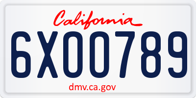CA license plate 6XOO789