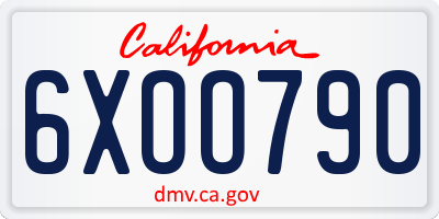 CA license plate 6XOO790