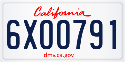 CA license plate 6XOO791