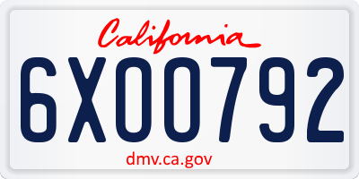 CA license plate 6XOO792
