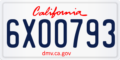 CA license plate 6XOO793