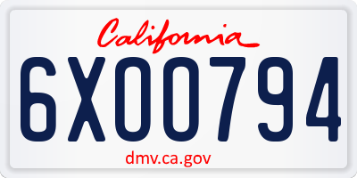 CA license plate 6XOO794