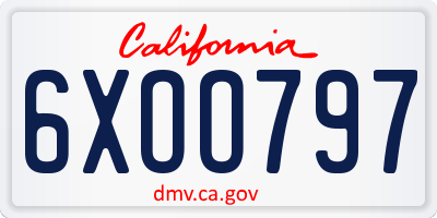 CA license plate 6XOO797