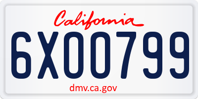 CA license plate 6XOO799