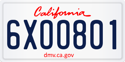 CA license plate 6XOO801