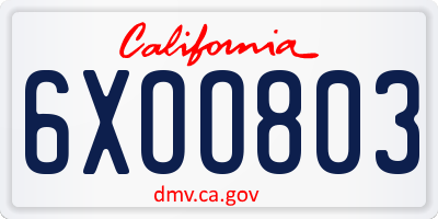 CA license plate 6XOO803