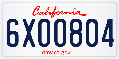 CA license plate 6XOO804