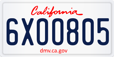 CA license plate 6XOO805