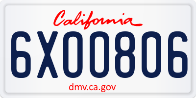 CA license plate 6XOO806