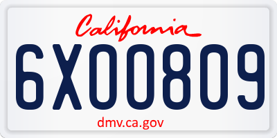 CA license plate 6XOO809