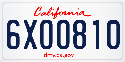 CA license plate 6XOO810