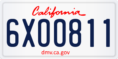 CA license plate 6XOO811