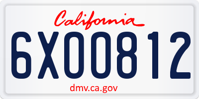CA license plate 6XOO812