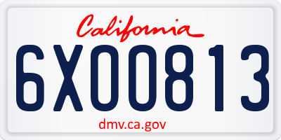 CA license plate 6XOO813