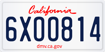 CA license plate 6XOO814