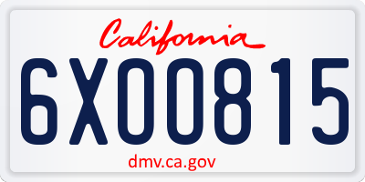 CA license plate 6XOO815