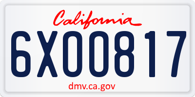 CA license plate 6XOO817