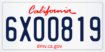 CA license plate 6XOO819