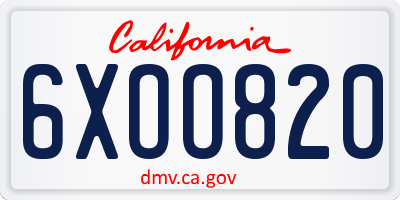 CA license plate 6XOO820
