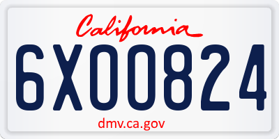 CA license plate 6XOO824