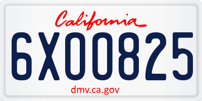 CA license plate 6XOO825