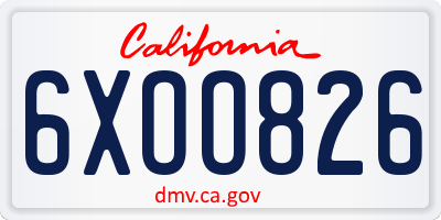 CA license plate 6XOO826