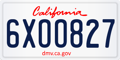 CA license plate 6XOO827