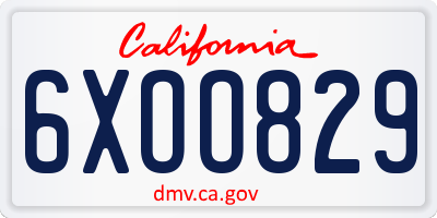 CA license plate 6XOO829