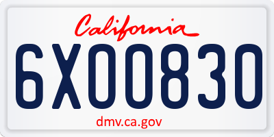 CA license plate 6XOO830