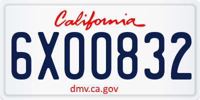 CA license plate 6XOO832