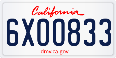 CA license plate 6XOO833