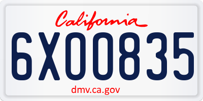 CA license plate 6XOO835