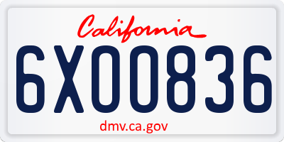 CA license plate 6XOO836