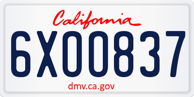 CA license plate 6XOO837