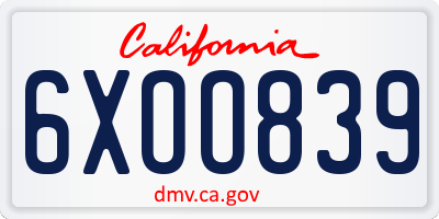 CA license plate 6XOO839