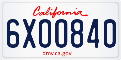 CA license plate 6XOO840
