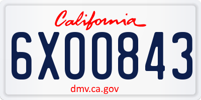 CA license plate 6XOO843