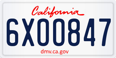 CA license plate 6XOO847