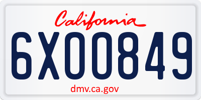 CA license plate 6XOO849