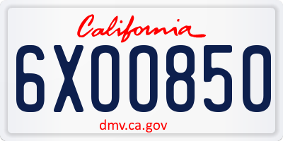 CA license plate 6XOO850