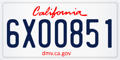 CA license plate 6XOO851