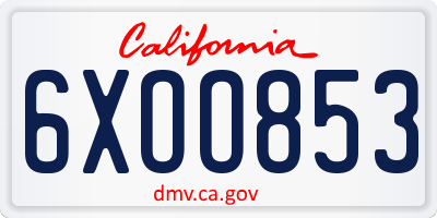 CA license plate 6XOO853