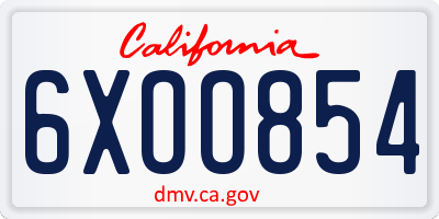 CA license plate 6XOO854