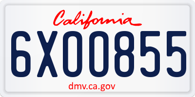 CA license plate 6XOO855