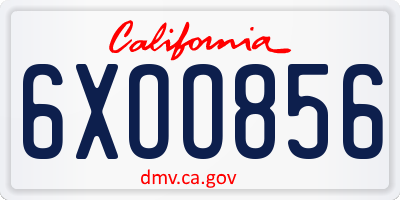 CA license plate 6XOO856