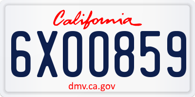 CA license plate 6XOO859